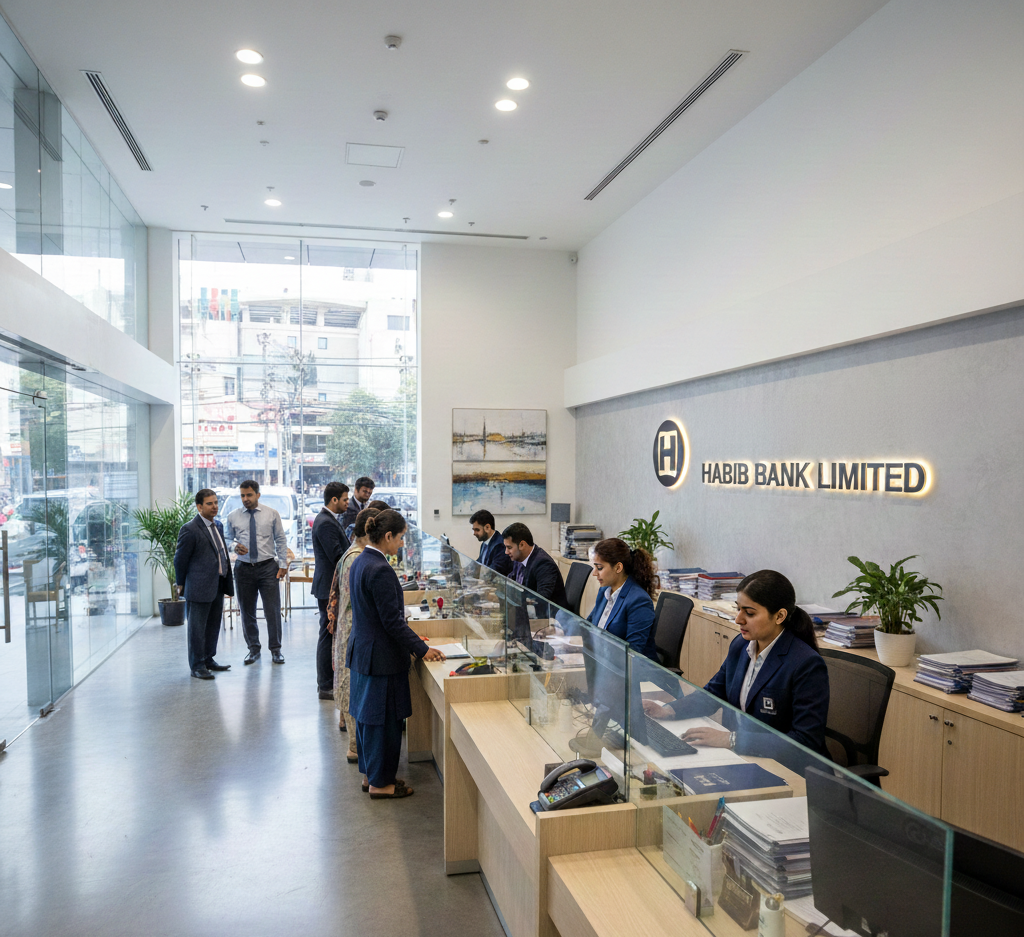 Top Bank Jobs in Pakistan with professional bank employees assisting customers in a modern bank office