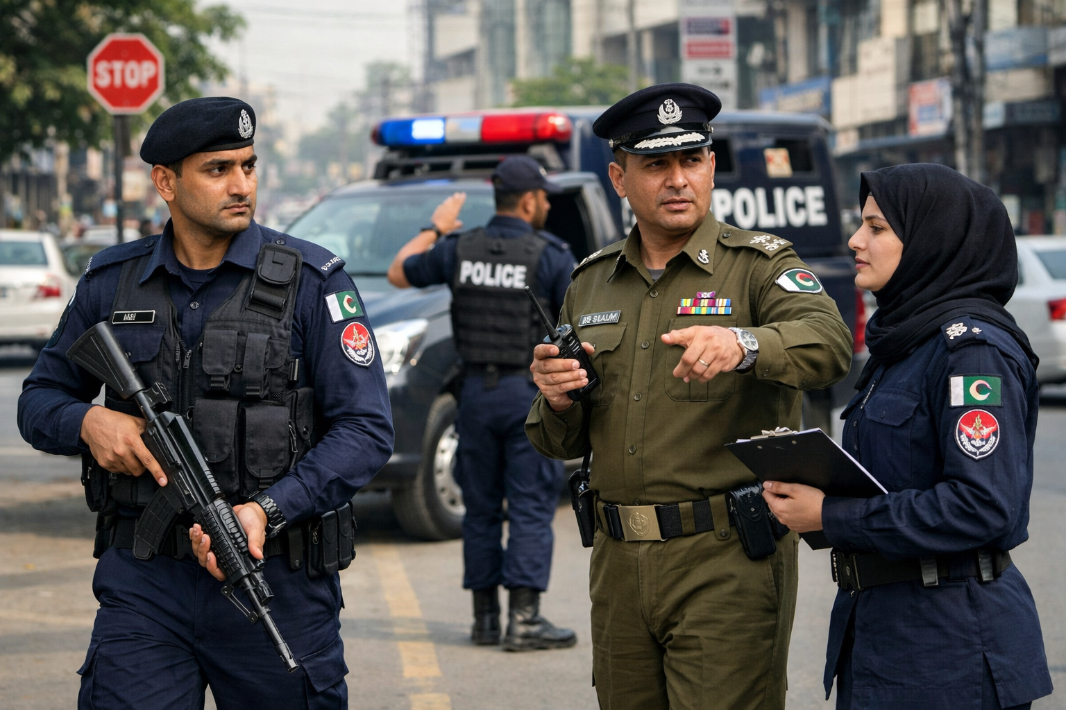 Pakistan police officers performing law enforcement duties in uniform, representing Police Jobs in Pakistan