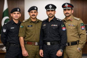 Pakistani police officers showing different ranks – Police Jobs in Pakistan