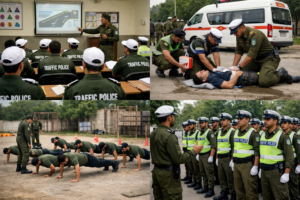 Traffic police jobs recruits in training session in Pakistan
