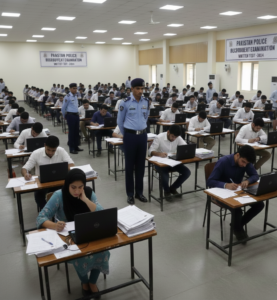 Candidates taking police written tests – Police Jobs in Pakistan