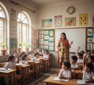 Primary Teaching Jobs in Pakistan with a teacher teaching students in a local classroom
