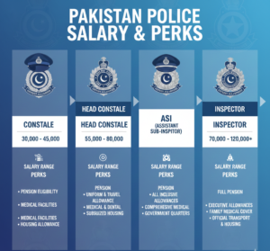 Police Jobs in Pakistan salary and benefits infographic