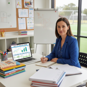 Primary teacher reviewing salary structure and comparisons for local and international teaching jobs